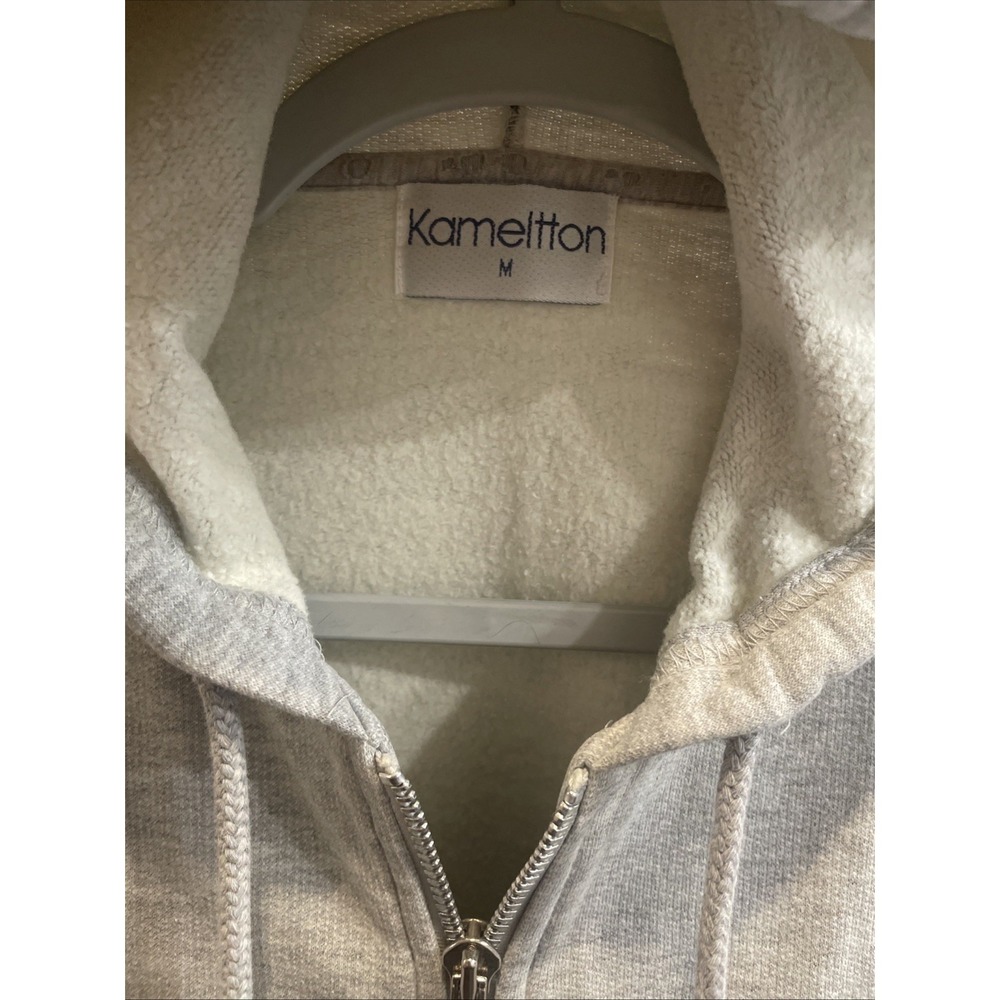 Vtg Vespa Kameltton Grey Zip Hoodie Jacket Size M Lt Blue Logo - Picture 2 of 9